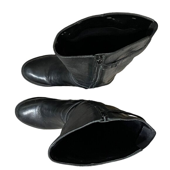 Arturo Chiang Women's Boots Black Leather Chrome Buckle Straps Riding  Size 7.5W - Picture 9 of 11